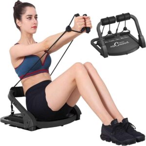 Ab Machine Ab Workout Equipment Sit Up Machine & Exercise Equipment Ab Crunch Machine for Stomach Workout Ab Core Trainer Abdominal Machine for Home Gym with Resistance Bands