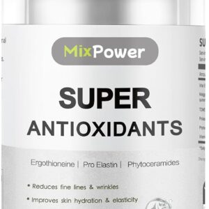 MixPower L-Ergothioneine(50mg) Skin Brightening & Antioxidant Capsules with White Tomato, Collagen & Ceramide for Hydration, Elasticity & Radiance-Glowing Skin Beauty Supplement for Women, 60 Capsules