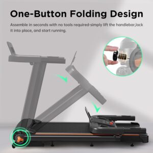 YUEJIQI 3220S Treadmills for Home, 15% Auto Incline, 3.5HP Quiet Brushless, 300Lbs Capacity, 16″x42″ Wide Running Belt, Max 8.5 MPH, One-Touch Folding Treadmill with Bluetooth APP & Pulse Monitor