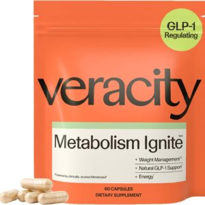 Veracity Metabolism Ignite – Boosts GLP-1 to Reduce Appetite and Cravings for Clinically Proven Weight Loss – Natural GLP-1 & Metabolic Support Supplement – Burns Fat – Side Effect Free – 30 Serving