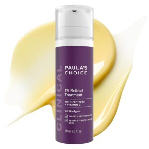 Paula’s Choice CLINICAL 1% Retinol Face Treatment with Peptides | Anti-Aging Face Serum with Vitamin C & Licorice Extract for Fine Lines & Wrinkles, Fragrance Free