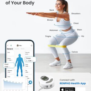 RENPHO Smart Body Measuring Tape, Bluetooth, 60in, Weight Loss Tracker