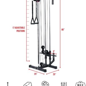 Valor Fitness Wall Mounted Cable Machine, Dual Adjustable Pulley System with 16 Height Positions, Space-Saving Home Gym Strength Training Equipment