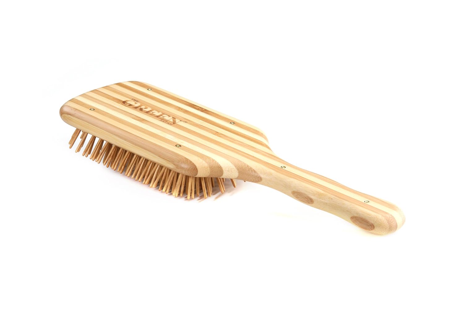 Bass Brushes | The Green Brush | Bamboo Pin + Bamboo Handle Hair Brush | Large Paddle - Image 4