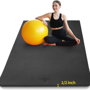 Hatha Yoga Large TPE Yoga Mat 6’x4’x1/2″ Extra Thick Non-Slip Exercise Mat – for Yoga Pilates & Home Gym Workouts