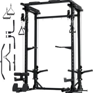 MAJOR FITNESS Drone3 Power Rack, 2500lbs Multi-Function Home Gym Squat Rack with Dual Pulley System, Pull-Up Bar & J-Hooks, Heavy-Duty Steel Frame for Maximum Stability & Strength Training
