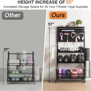 Lauren&Harold 56” Taller Home Gym Storage Organizer with Hanging Board