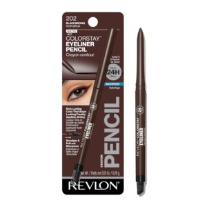 Revlon ColorStay Pencil Waterproof Eyeliner, 202 Black Brown, 0.01 oz