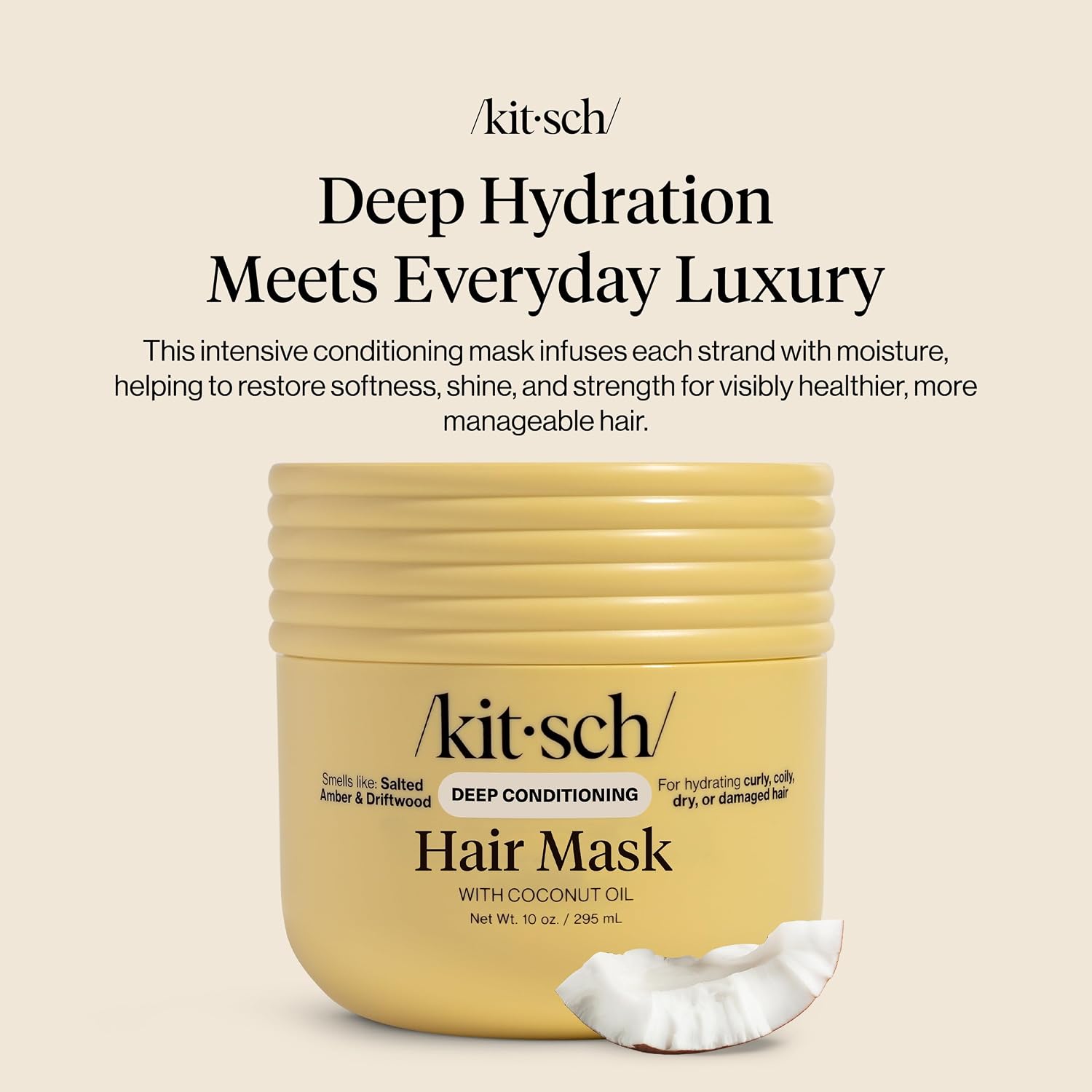 Kitsch Moisturizing Coconut Oil Hair Mask for Damaged Hair – 10 oz | Deep Conditioner for Women – Curly Hair Products Friendly – Frizz-Reducing Hair Care for Curly, Coily & All Hair Types - Image 2