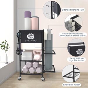 Multi-Functional Home Gym Storage Rack,Yoga Mat Storage on Wheels