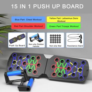 Push Up Board for Men – 15-in-1 Foldable Pushup Board with Push Up Bar, Handles & Bands, Portable Home Gym & Workout Equipment for Chest Exercise, for Teen Boys 16-18 & Gym Lovers