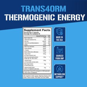 EVL Trans4orm – Thermogenic Fat Burner Support for Men & Women- 60 Servings