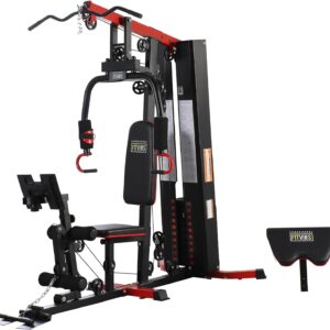 Fitvids Home Gym Equipment, Multifunctional Full Body Workout Weight Machine Station with Weight Stack, All in One Exercise Equipment with Pulley System & Seated Rowing for Home Gym Strength Training