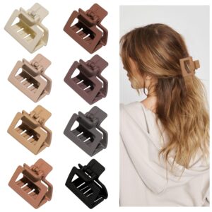 Medium Claw Hair Clips for Women 2″ Matte Rectangle Small Claw Clips | 8Pcs Non Slip Claw Clips for Thick Thin/Medium Hair Bulk Jaw Clip Hair Accessories for Girls
