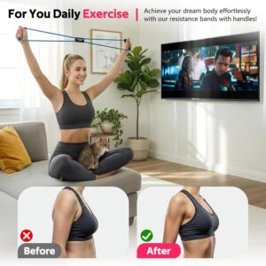 RENRANRING Figure 8 Fitness Resistance Bands with Handles – Exercise Tube Band Set of 3 for Arm and Shoulder Stretch, Rope 8 Word Elastic for Women and Men