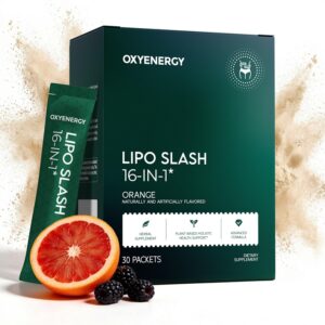 OxyEnergy LIPO Slash 16-in-1 Natural Weight Loss Supplement, 30 Packets | Supports Appetite Suppressant & GLP-1 Activate, Vegetarian, Non-GMO for Women & Men Seeking Healthy Weight Loss