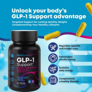 GLP-1 Support Weight Loss Supplement – Appetite Suppressant & Metabolism Booster to Support Natural Hunger Control Curb Cravings Burn Fat & Gut Wellness