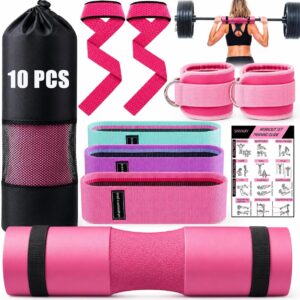 SINYWAY 10 PCS Barbell Pad Set for Squat,Hip Thrust Pad Workout Foam