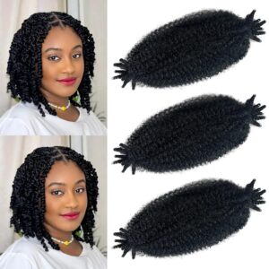 3 Packs Marley Twist Braiding Hair, 12 Inch Pre-Separated Springy Afro Twist Hair Kinky Twist Crochet Hair Braids for Distressed Soft Locs Spring Twist Hair for Women (12 Inch (Pack of 3), 1B)