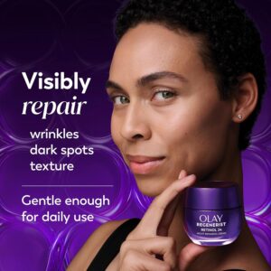 Olay Retinol Night Cream for Women, Anti-Aging Face Moisturizer, Fragrance-Free, Non Greasy – Anti-Wrinkle, Smooth Fine Lines, Hydrating Skin Care – Triple Collagen Cream, Peptide, Niacinamide, 1.7oz