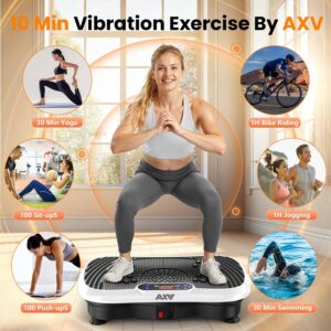 AXV Vibration Plate Fitness Platform Exercise Machine Body Vibrating Board | Curved Design Powerful 200W Bluetooth Oscillating Shake Plate for Lymphatic Drainage Recovery Whole Body Toning With Handles