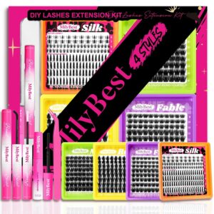 MilyBest 4 Styles Spiky Lash Clusters Kit with Bottom Lashes