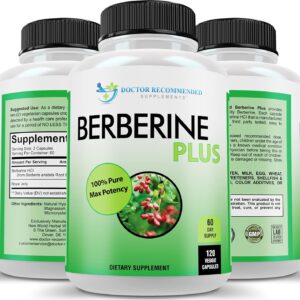 DOCTOR RECOMMENDED SUPPLEMENTS Berberine Plus 1200mg Per Serving – 120 Veggie Capsules with Royal Jelly