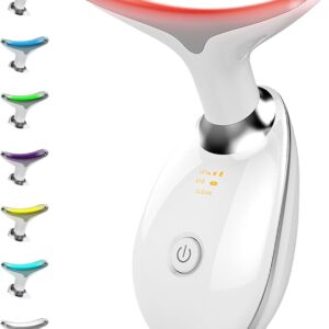 Face Beauty Device, 7 Color Multifunctional Facial Massager, Portable Face Massager Tool for Skin Care, Firming, Smoothing, Glossy White