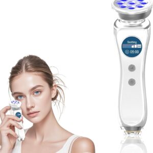 5-in-1 Beauty Massager for Face and Neck, Facial Massager for Skin Care, Red Light, Thermal, and Vibration Technologies, Improve, Firm,Tightening and Smooth Has Skin Detection Function