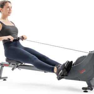 Sunny Health & Fitness Smart Magnetic Rower, Compact Quiet & Smooth Rowing Machine for Full-Body Cardio Exercise, Free SunnyFit Training App Connection