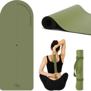 Premium PU Yoga Mat | Sweat-Activated Non-Slip Grip | Natural Rubber Base | Arch-Shaped Design with Carry & Stretch Strap | For Yoga, Pilates & Stretching & Workouts