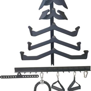 LAT Pull Down Bar Storage Rack Gym Storage Wall Organizer for Lat Pulldown Attachments, Cable Attachments Rack for Gym Accessories, Workout Equipment Storage
