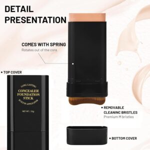 2 in 1 Dual-Ended Foundation Stick, Contour Concealer Stick with Brush