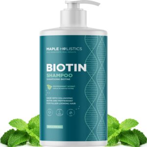 Volumizing Biotin Shampoo for Thinning Hair – Invigorating Peppermint Shampoo for Fine Hair with Argan Coconut and Olive Oils – Vegan & Color Safe – Paraben Silicone & Sulfate Free (25 Fl Oz)