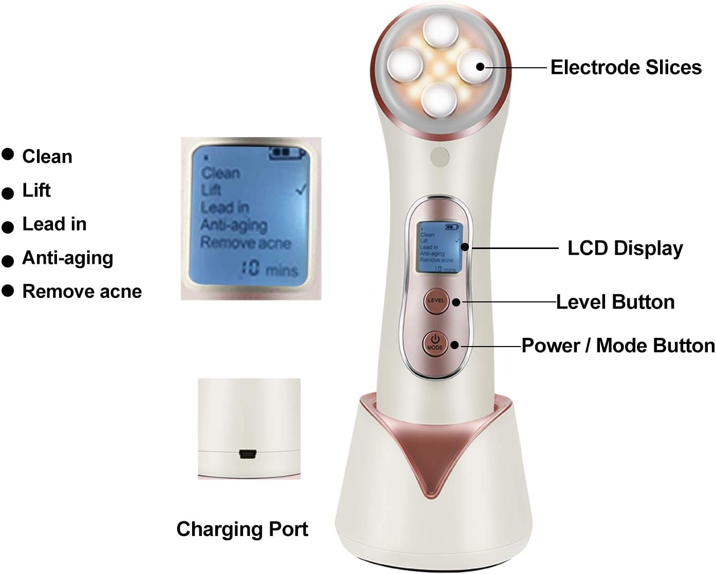 High Frequency Facial Machine 5 in 1 Facial Massager Micro-Current Recharable Facial Frequency Device - Image 7