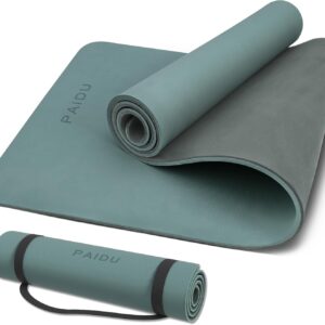 PAIDU POE Yoga Mat （10mm）Extra Thick Fitness Mat 72″x24″ with Carry Strap
