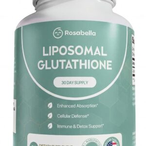 Rosabella Liposomal Glutathione 500mg – High Absorption Glutathione Supplement, Antioxidant Support, Cellular Health & Detox Support, 60 Capsules, 30 Day Supply, Daily Antioxidant Capsules