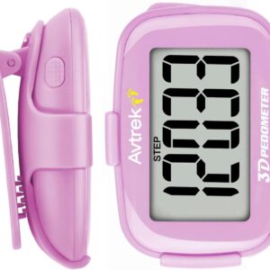 AVTREK 3D Step Counter Clip On with LED Backlight Pocket Pedometer for Walking Outdoor Activities Fitness Tracker Without Smartphone