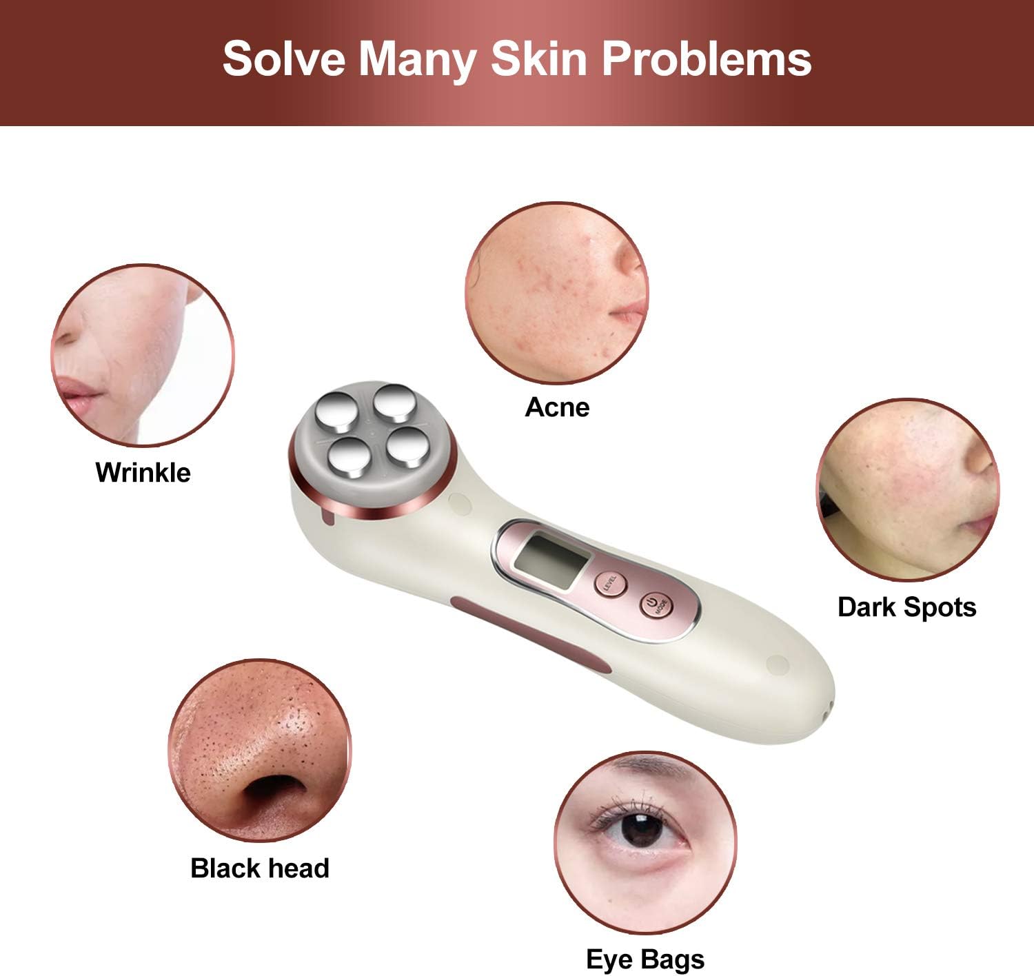 High Frequency Facial Machine 5 in 1 Facial Massager Micro-Current Recharable Facial Frequency Device - Image 5