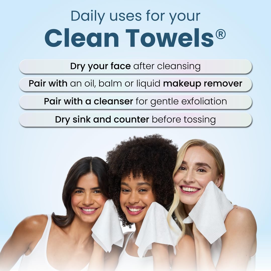 Clean Skin Club Clean Towels® XL Variety 4-Pack Travel Set, Disposable Face Towels, Includes Original, Sensitive, Blemish Control & Healthy Aging, 40 Count Total, 10 Each - Image 9