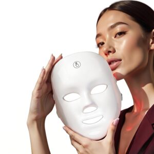 LED Face Mask – Cordless Facial Light Mask with 7 Custom Light Modes, Rechargeable Red Light Mask for All-Round Coverage, One-Button Control for Easy At-Home & On-the-Go Skincare