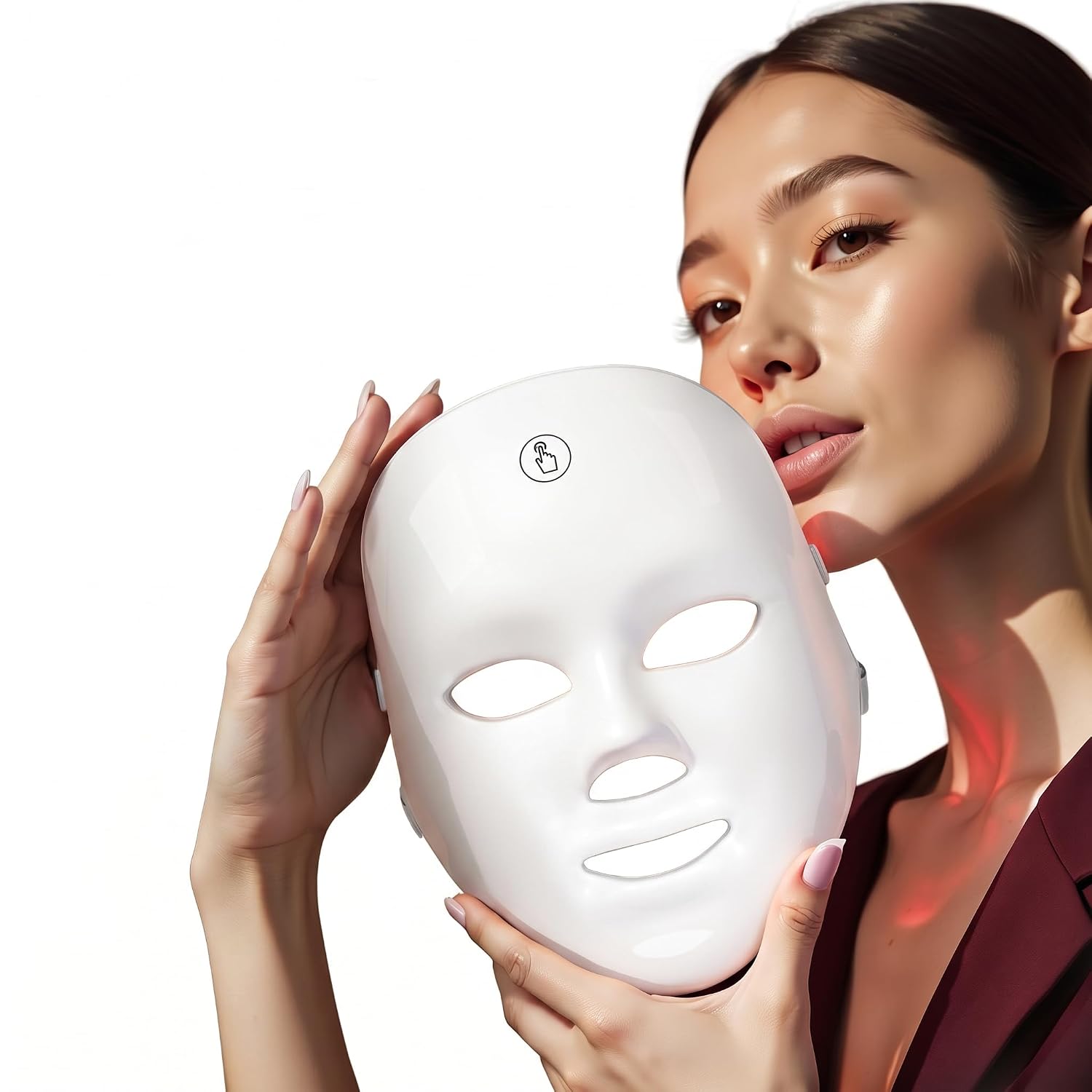 LED Face Mask – Cordless Facial Light Mask with 7 Custom Light Modes, Rechargeable Red Light Mask for All-Round Coverage, One-Button Control for Easy At-Home & On-the-Go Skincare