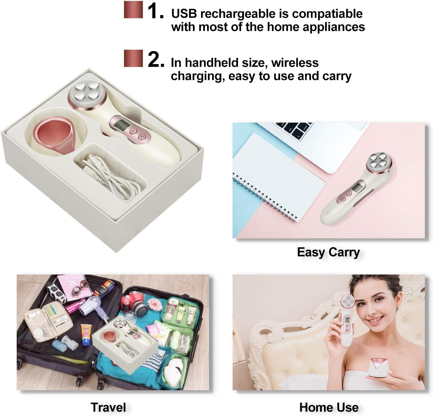 High Frequency Facial Machine 5 in 1 Facial Massager Micro-Current Recharable Facial Frequency Device - Image 6