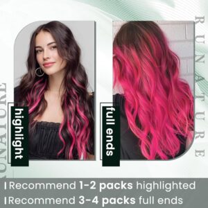 RUNATURE Hot Pink Itip Hair Extensions Human Hair 22 Inch Long I Tip Human Hair Extensions Invisible Hot Pink Cold Fusion Itip Hair Extensions Hot Pink Natural Hair Full Ends 25g 25 Strands