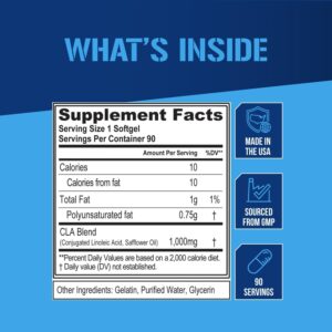 Evlution EVL CLA 1000mg Conjugated Linoleic Acid Softgels – 90 Count