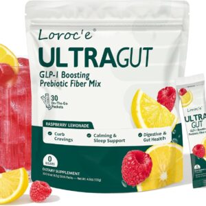 UltraGut GLP-1 Booster Fiber Mix Drink, Raspberry Lemonade, 30 Servings