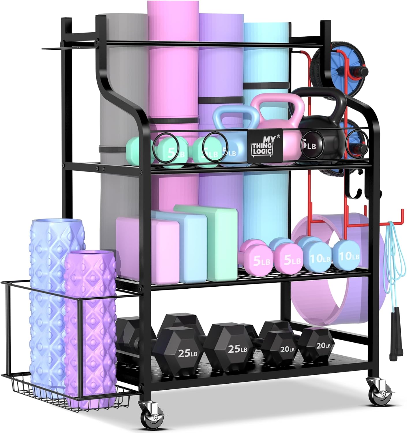 Mythinglogic Home Gym Rack for Dumbbells, Yoga Mats and Workout Equipment