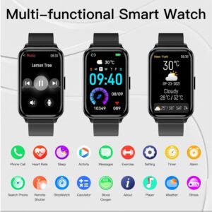Smart Watch Fitness Tracker Make/Answer calls for Women Men with Heart Rate Blood Oxygen Sleep Monitor Sports Modes Step Calorie Counter IP68 Waterproof for Android Phones iPhone (Rectangle, Black)