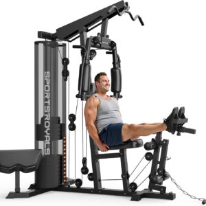 SPORTSROYALS Home Gym, Multifunctional Workout Station with Leg Press