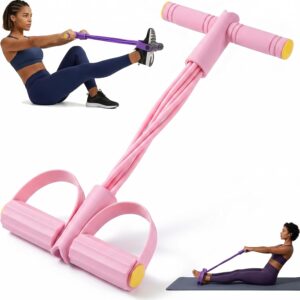 Pedal Resistance Bands with Handles, 6-Tube Sit Up Pull Rope Resistance Trainer, Natural Latex Foot Pedal Exercise Bands for Full Body Workout, Home Fitness Training, Waist, Arms & Legs